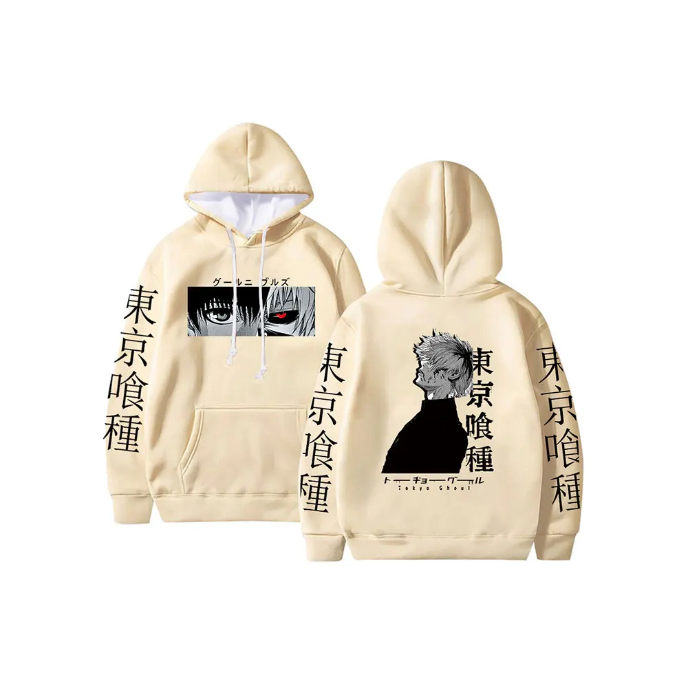 Y2K Harajuku Warm Fleece Stylish Hoodie Pullover Sweatshirt Ken Kaneki Graphic Print Top Casual Hip Hop Streetwear