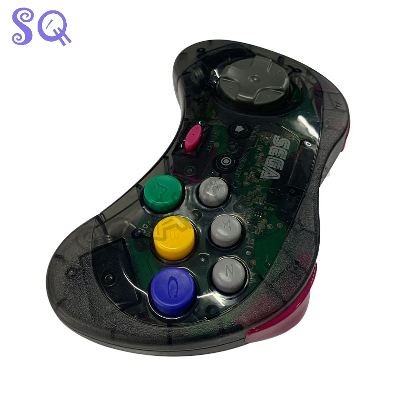 Retro SQ Official Saturn 2.4 GHz Wireless Controller 8 Button Arcade Gamepad - Transparent Exclusive Event