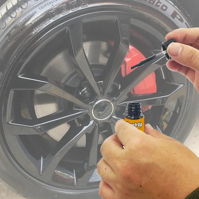 Autoreparatur-Farbstift für Felgen (mit Pinsel) Silber Schwarz Felgenkratzer-Reparaturstift Autozubehör – Detail 3