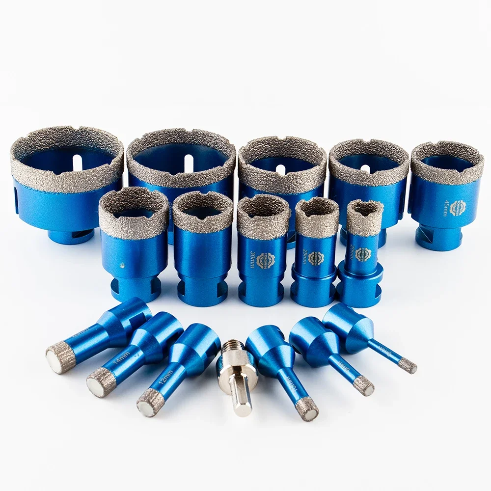 1 pièces 6-70mm M14 filetage diamant sec brasé sous vide forets à noyau carreaux de porcelaine couronnes granit marbre trou scie outils