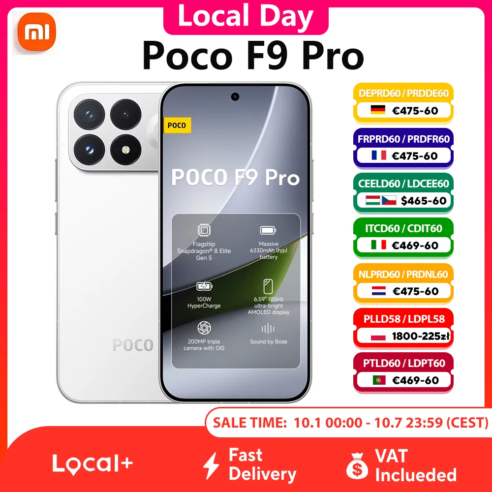 POCO F9 Pro, Snapdragon ®   8 Elite Gen 5 Serie V, Chipset VisionBoost D8, Display Ultra AMOLED da 6,59 Pollici 185Hz, Fotocamera Principale da 200MP, Batteria da 6330mAh