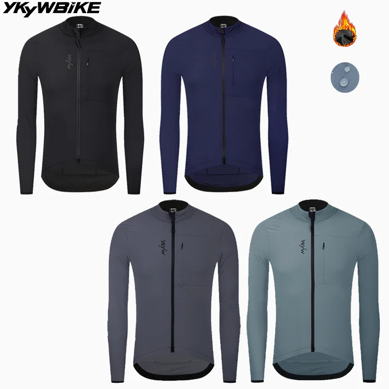 

YKYWBIKE Мужские 10-20 ° C Велосипедная куртка Водонепроницаемая ветрозащитная велосипедная ветровка Теплая флисовая куртка для шоссейного велосипеда Одежда для велоспорта