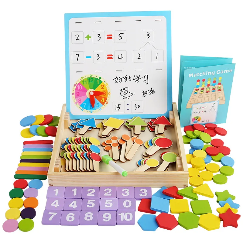 Montessori Math Teaching Aids Toy Kids Arithmetic Learning Box Color Sorting Shape Matching Toy Preschool Early Educational Toy