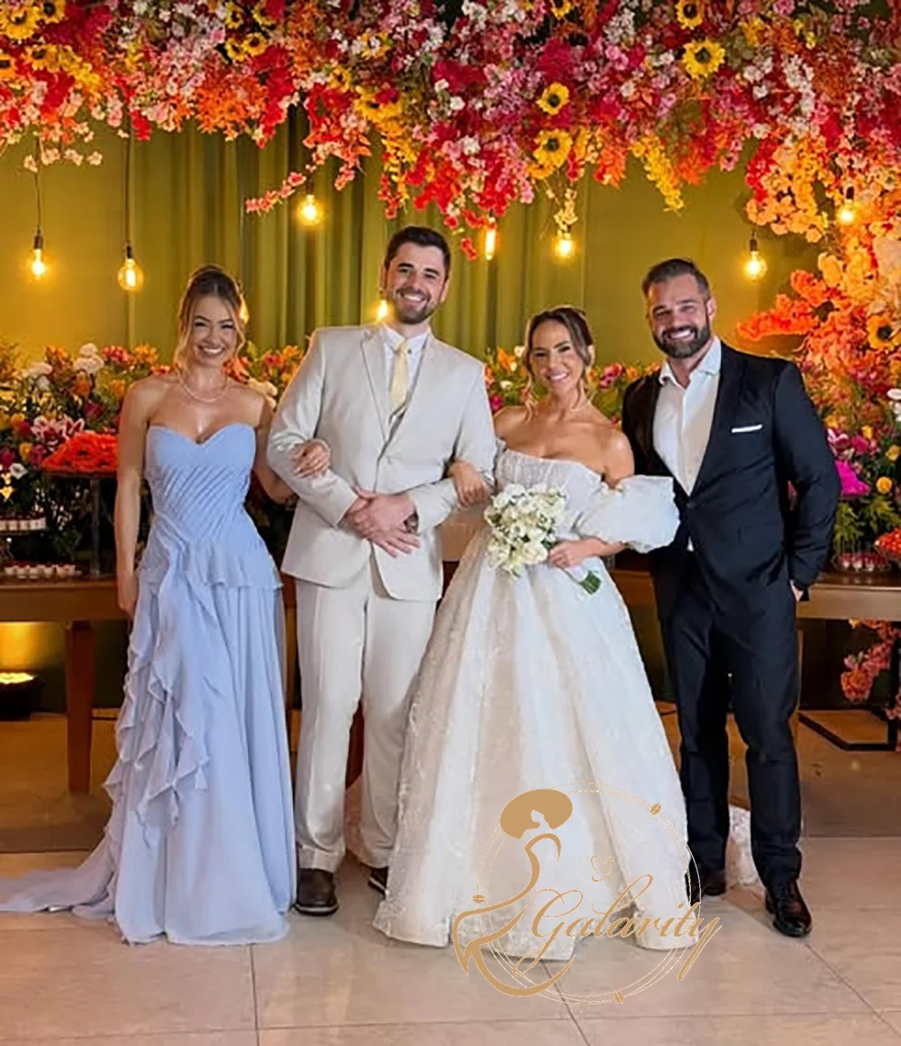 Galarity Blue Evening Dresses Elegant Strapless Pleated Prom Dress 2026 Bridesmiad Dressn Long Formal Evening Gowns Customized