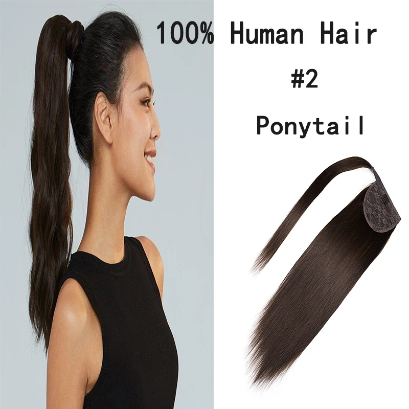 

Ponytail Extensions 100% Human Hair With Clip In Magic Paste Invisible Ponytails Wrap Around Soft Straight Ponytail Extensions