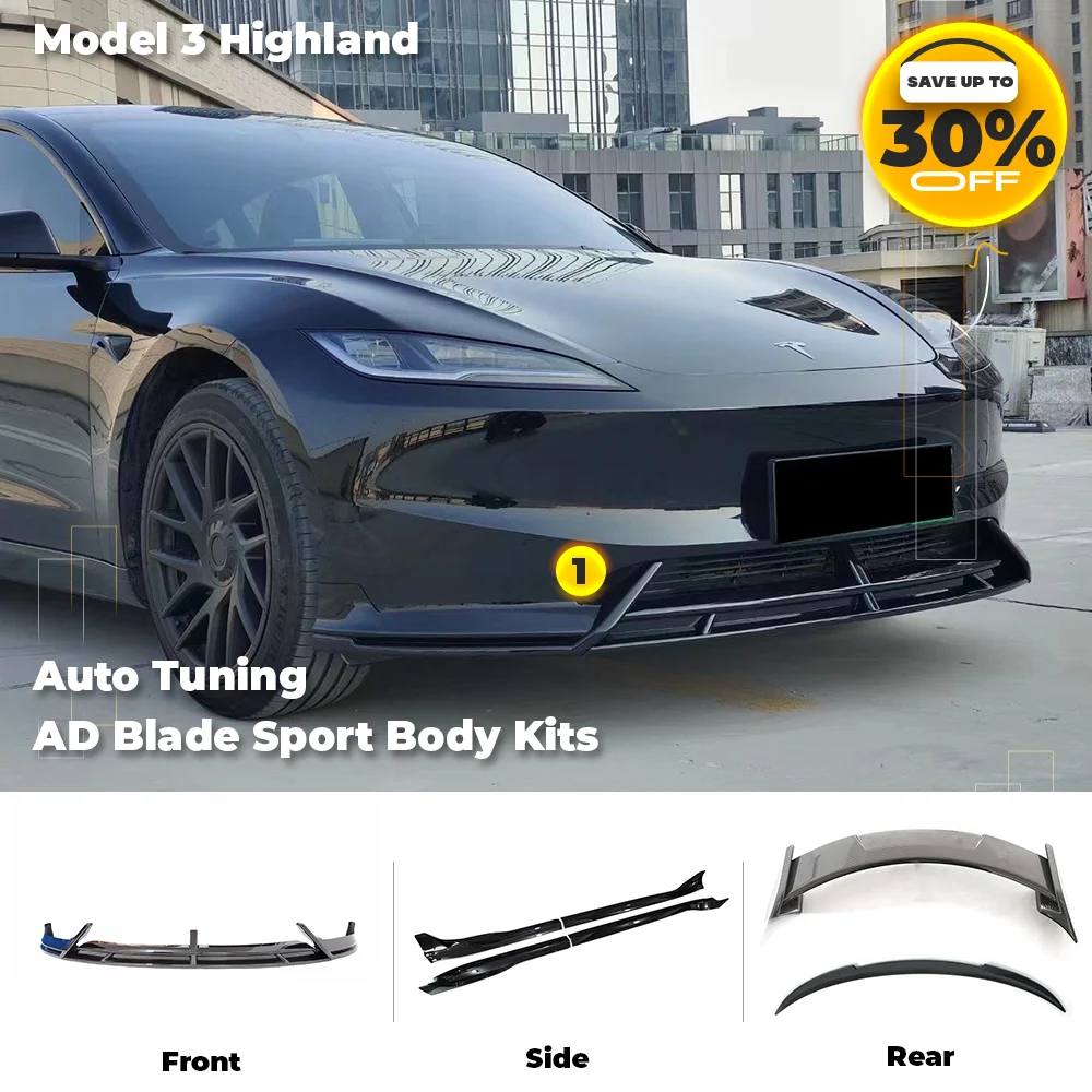 For Tesla Model 3 Highland 2024 BodyKit Front Lip Side Skirt Rear Spoiler Model 3 Tuning 2023 Exterior Auto Accesories