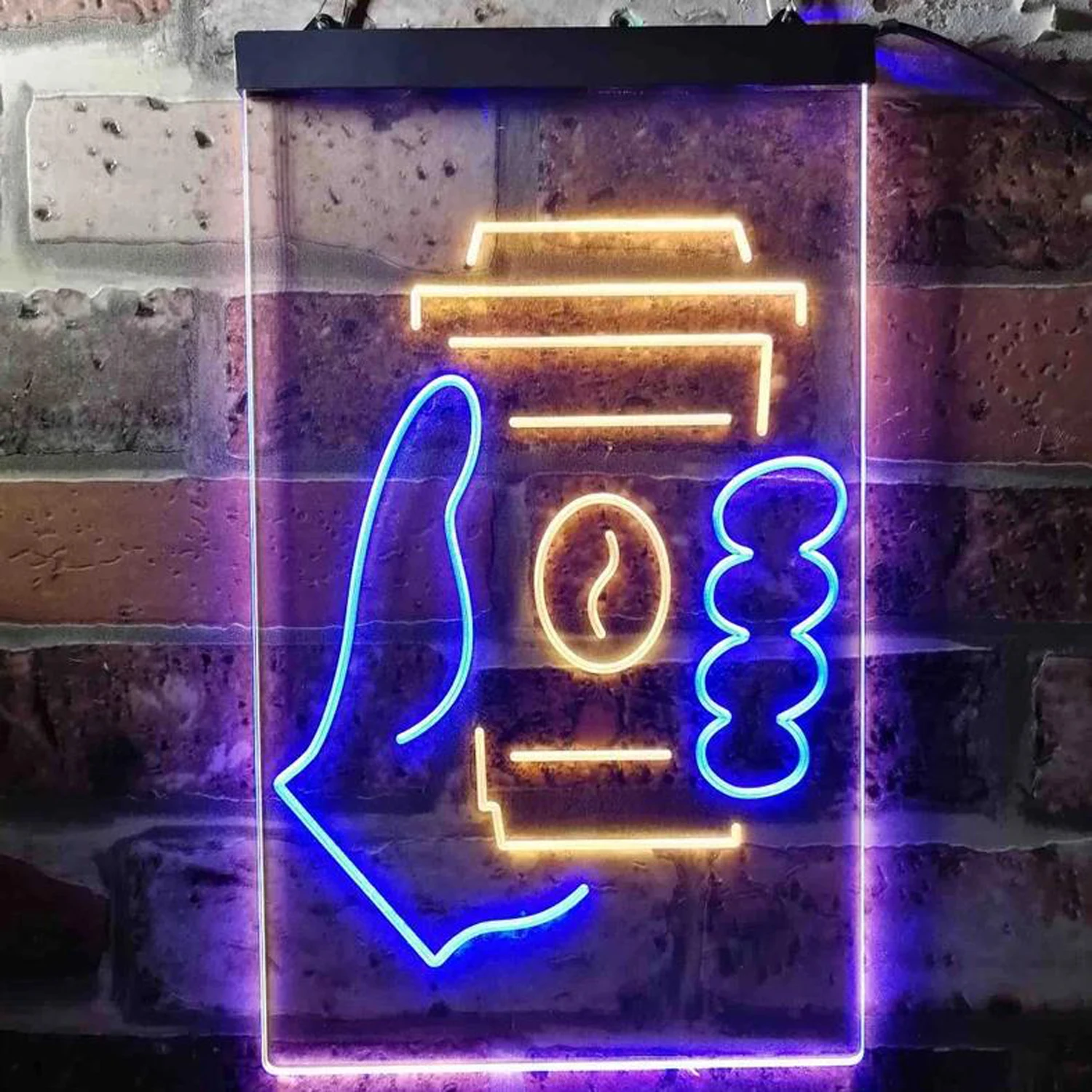 

Custom Dual Color Neon Sign Coffee Hand Hold Cup Shop Take Away LED Neon Light Cafe Decor Coffee Decor Wall Decor Hanging Light