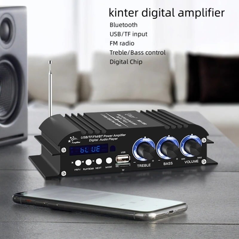 

Kinter MA-500 Home Theater 12-20V TPA3118 Chip 4 Channel USB TF Bluetooth FM HIFI Stereo Class D Digital Amplifier