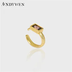 ANDYWEN 925 Sterling Silver Gold Big Zircon CZ Earcuff Piercing Pendiente No Piercing Cuff Earring 2022 Wedding Jewels