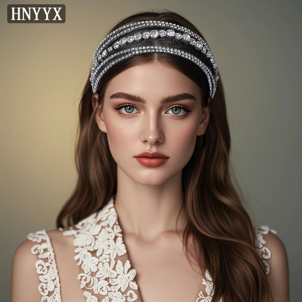 

HNYYX Shiny Rhinestone Hairband Wide Baroque Hair Accessories Fashion Vintage Headwear Wedding Party Hair Hoop For Women A63