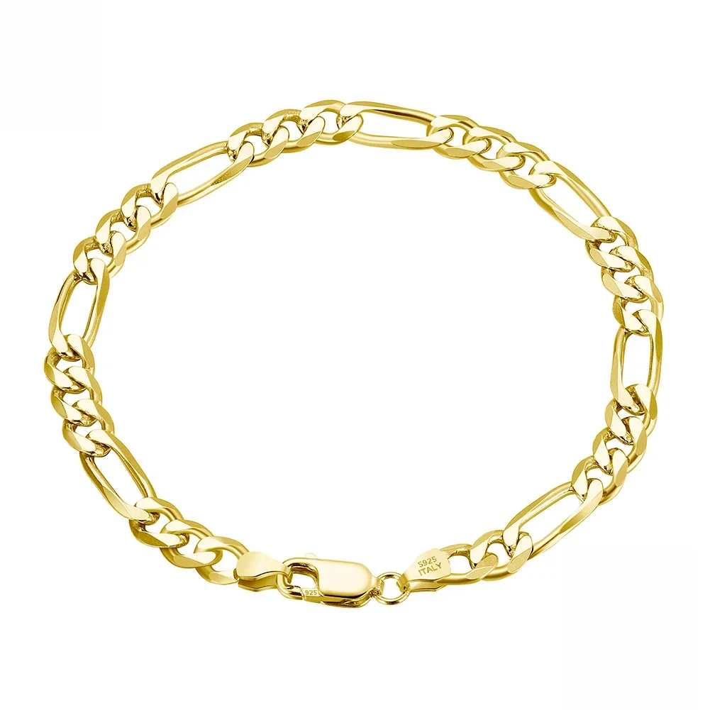 Orsa Juwelen italienische 14 Karat Gold 5mm Diamant schliff Figaro Kette Armband für Frauen Männer