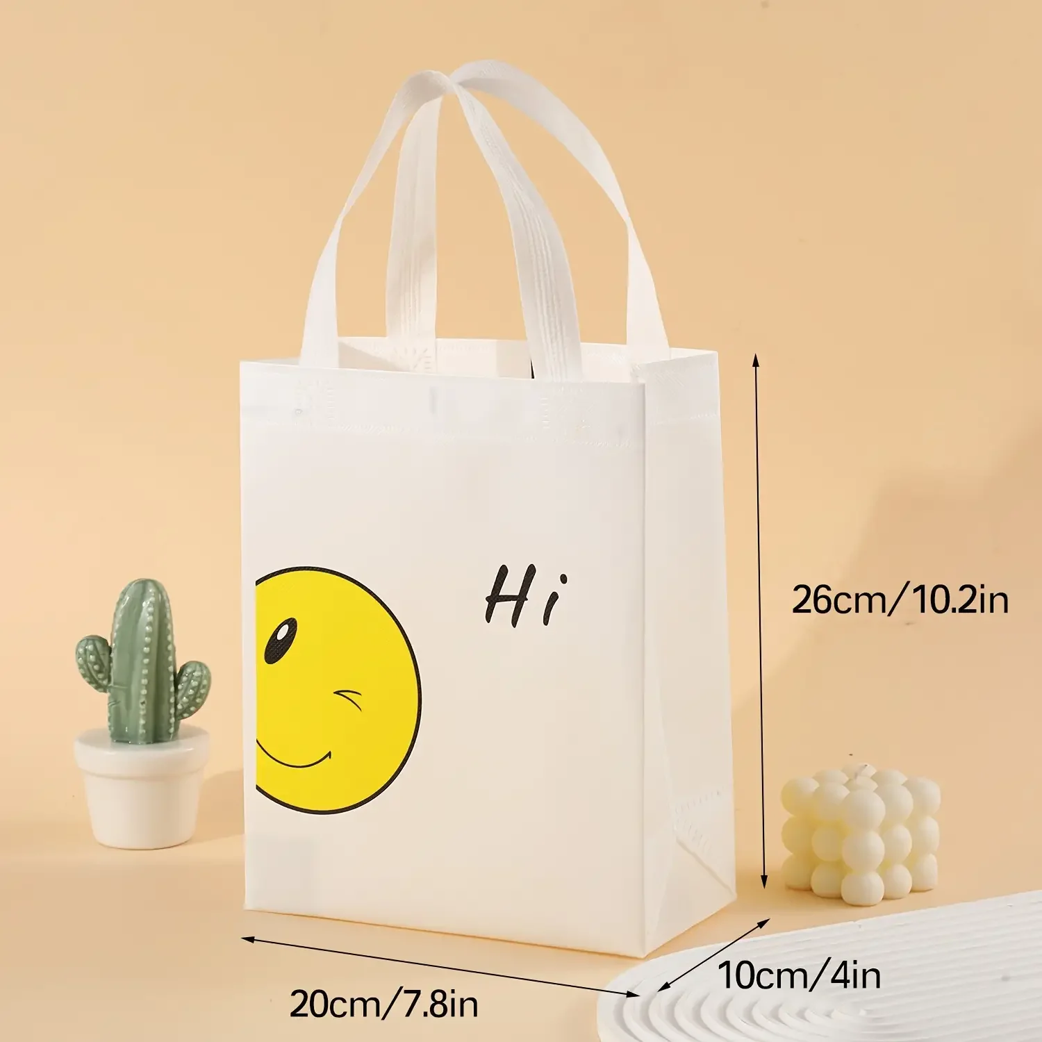 12pcs Thickened 7.87x10.24x3.94 inch Smile Non-Woven Gift Bags, Shopping Bags, Birthday Party Gift Bags, Thanksgiving Gift Bags