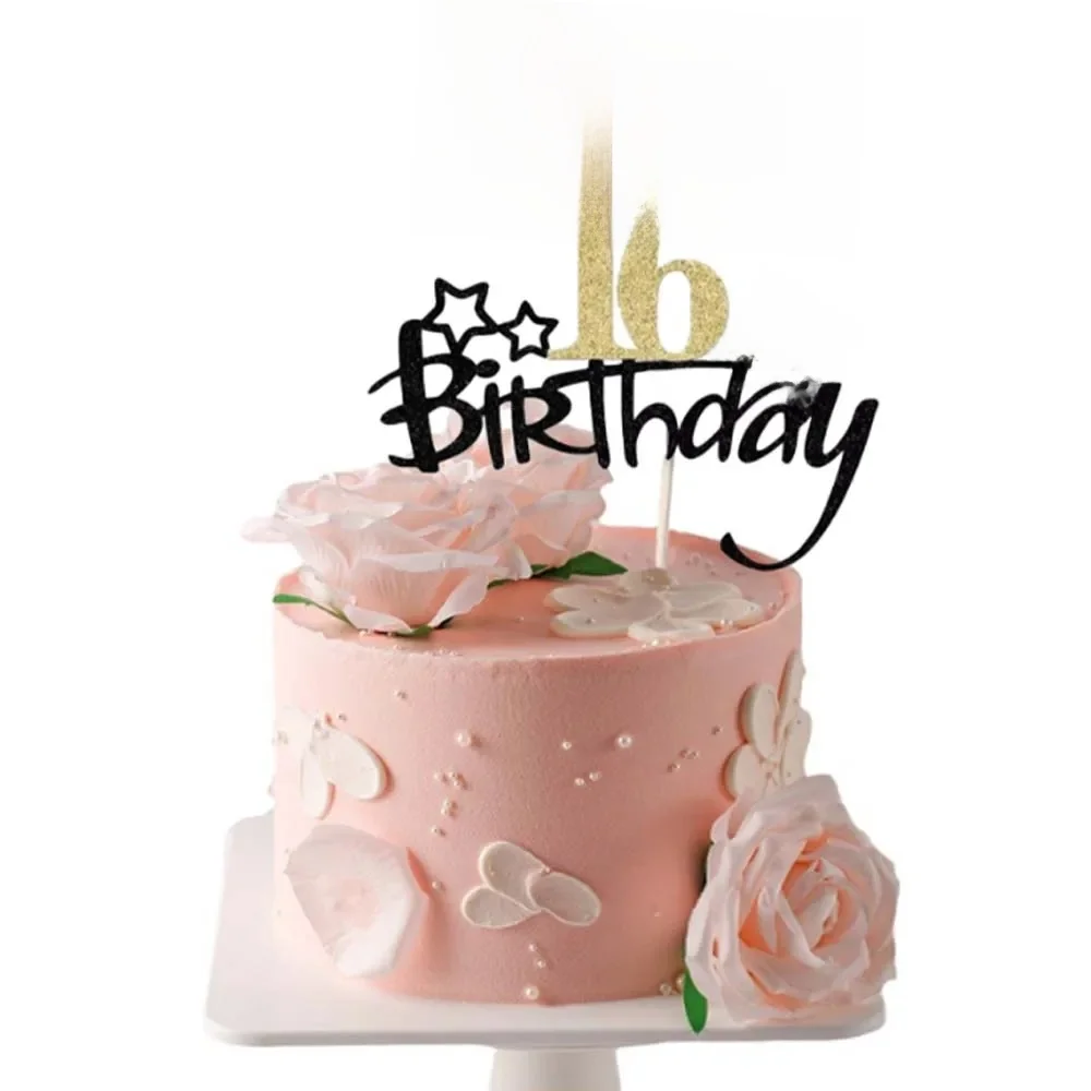 1 ensemble de décoration de gâteau d'anniversaire en or noir, adapté à la décoration de gâteau d'anniversaire et aux fournitures de décoration de fête d'anniversaire.