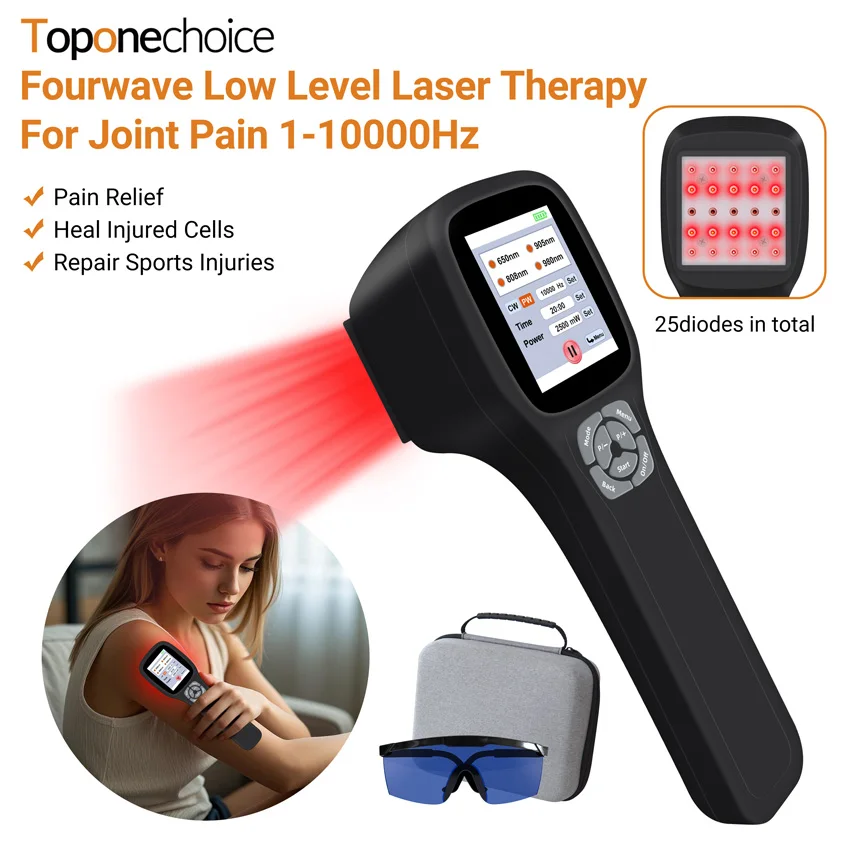 0-2500mW Fourwave Near Infrared Light Therapy for Human Pets Pain Relief Cold Laser Treatment for Wound Healing With Touchscreen