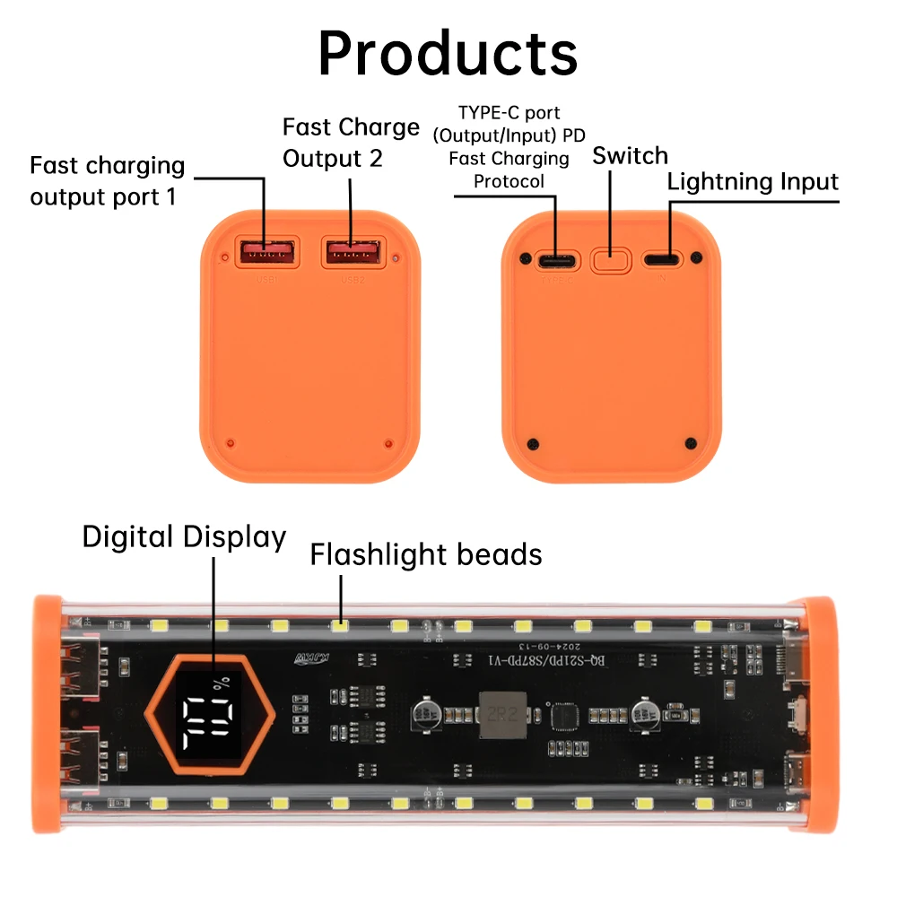 8*21700 배터리 케이스 22.5W 고속 충전 DIY 배터리 보관함 무납땜 보조 배터리 하우징 PD+ 플래시 충전+ 고속 충전
