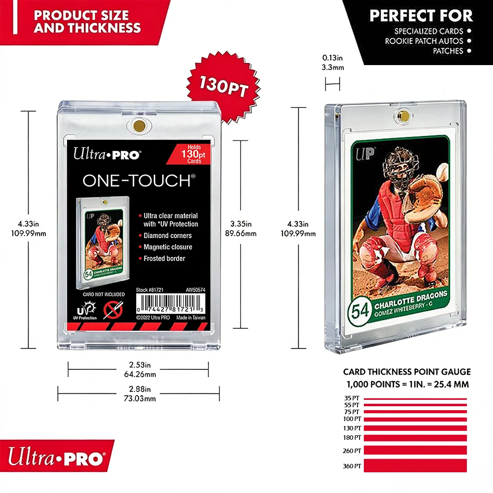 1pcs Ultra Pro One Touch 130pt Magnetic Card Holder – Card Protector Case with UV Blocking – Ultra Clear Display