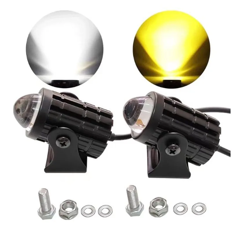 Dual Color High and Low Beam Integrated External Headlights Small Steel Cannon Waterproof 12-80 Automobile  LED Spotlights