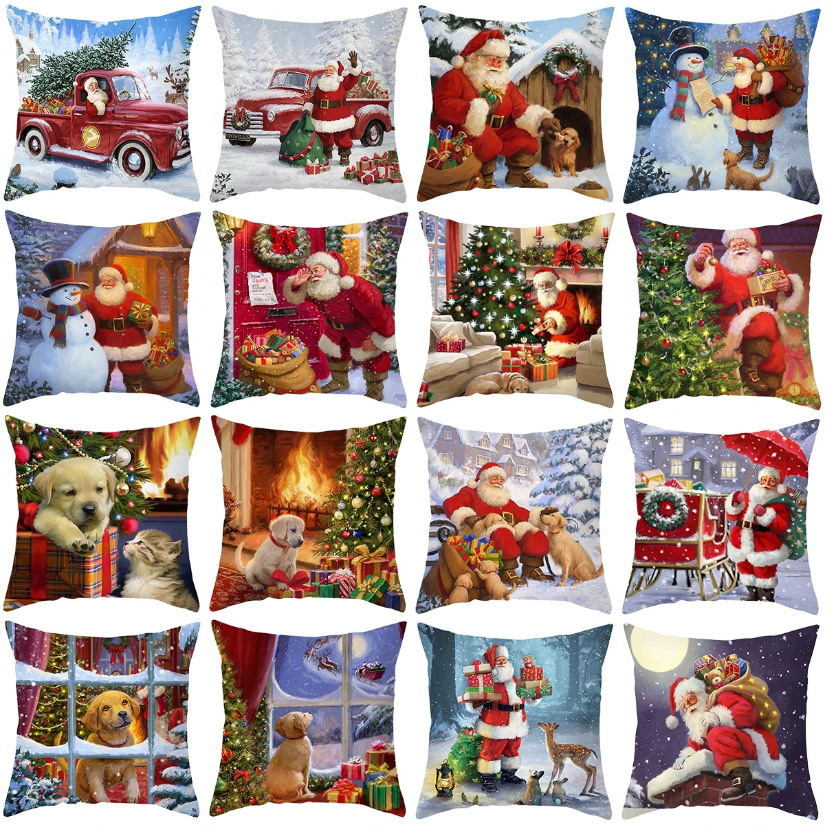 Christmas Cushion Cover Merry Christmas Decorations For Home Santa Claus Pillowcase Ornament Navidad 2024 Happy New Year Gift