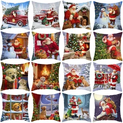 Christmas Cushion Cover Merry Christmas Decorations For Home Santa Claus Pillowcase Ornament Navidad 2025 Happy New Year Gift
