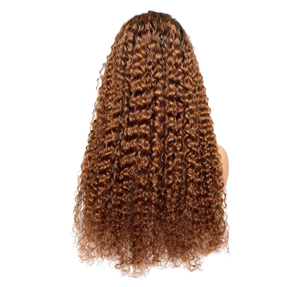 30 Inch 1B/30 Ombre Jerry Curly Lace Frontal Wig 4x1 4x4 13x4 Brown Colored Lace Front Human Hair Wigs Jerry Curly Frontal Wig