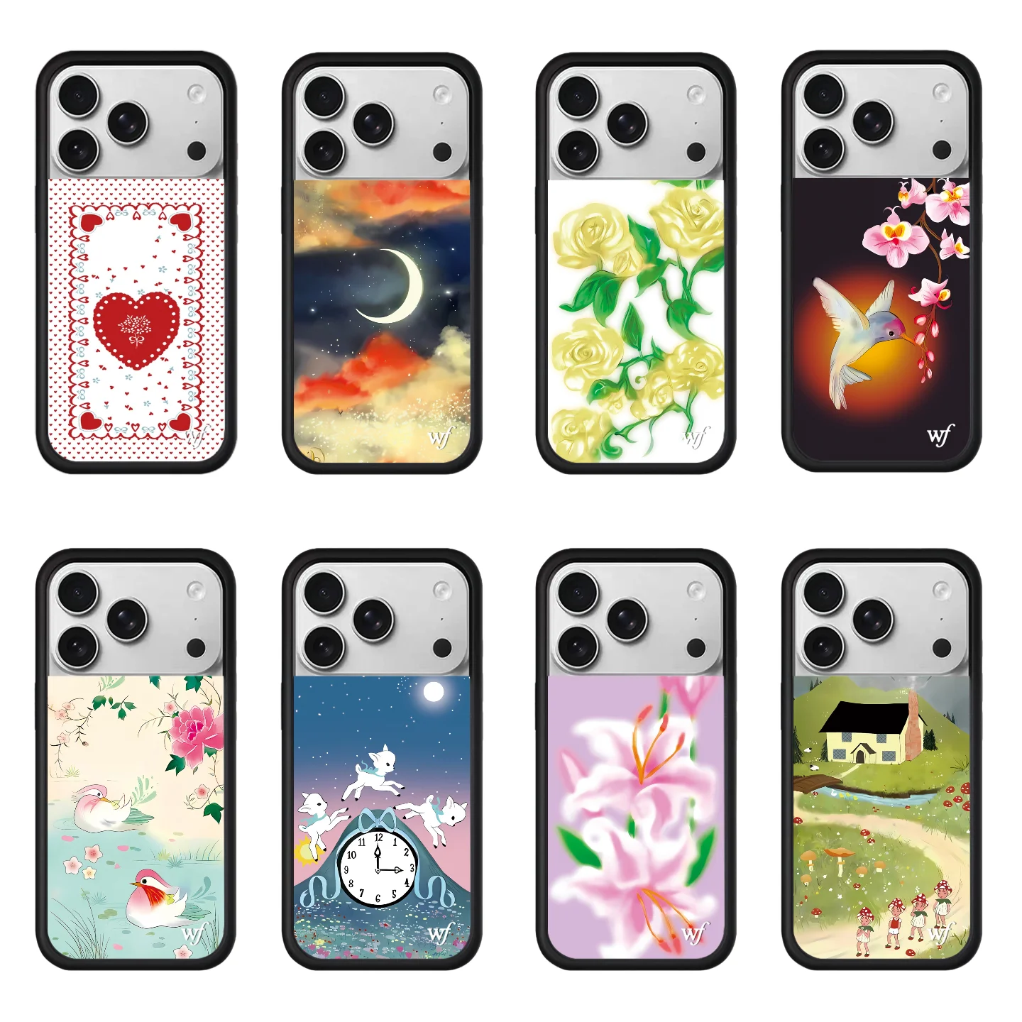 جديد Wildflower الورود ثلاثية الأبعاد WF الطنان جراب هاتف آيفون 17 12 13 14 15 16 برو ماكس زائد ليكسايد لامب INS القمر الكرتون غطاء