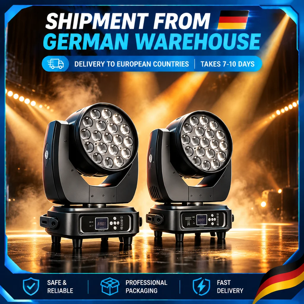 19x15W RGBW 4-in-1 LED Zoom Beam Moving-Head-Licht mit Flightcase DMX512 Professionelles Bühnenlicht für DJ Disco KTV Nachtclub Bar Hochzeit Party Konzert Show