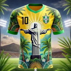 2024 Brasile Edizione Speciale Maglia da calcio Estate da uomo Abbigliamento sportivo all'aria aperta Donna Uomo Fan Tee Felpa casual traspirante