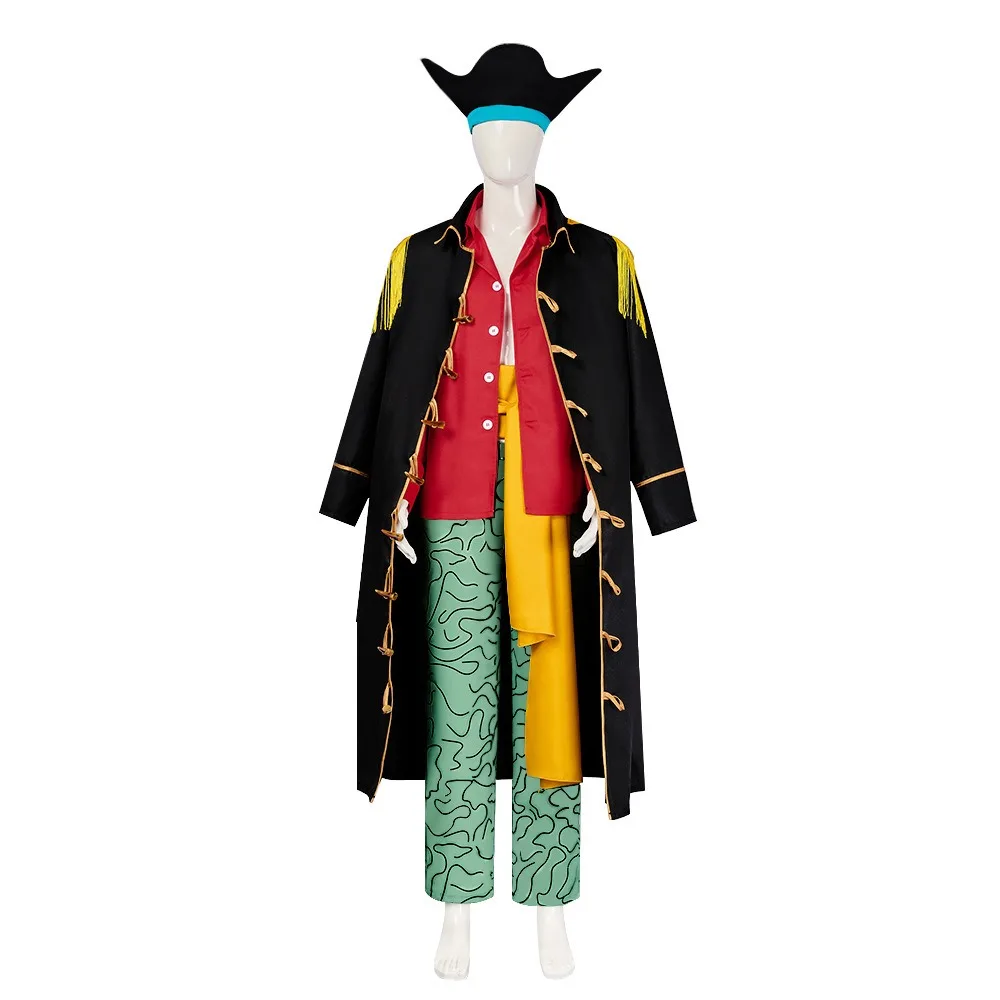 Blackbeard Cosplay Costume Black Trench Coat Marshall D Teach Outfit Male Pirate Captain Costume for Halloween Cosplay Party