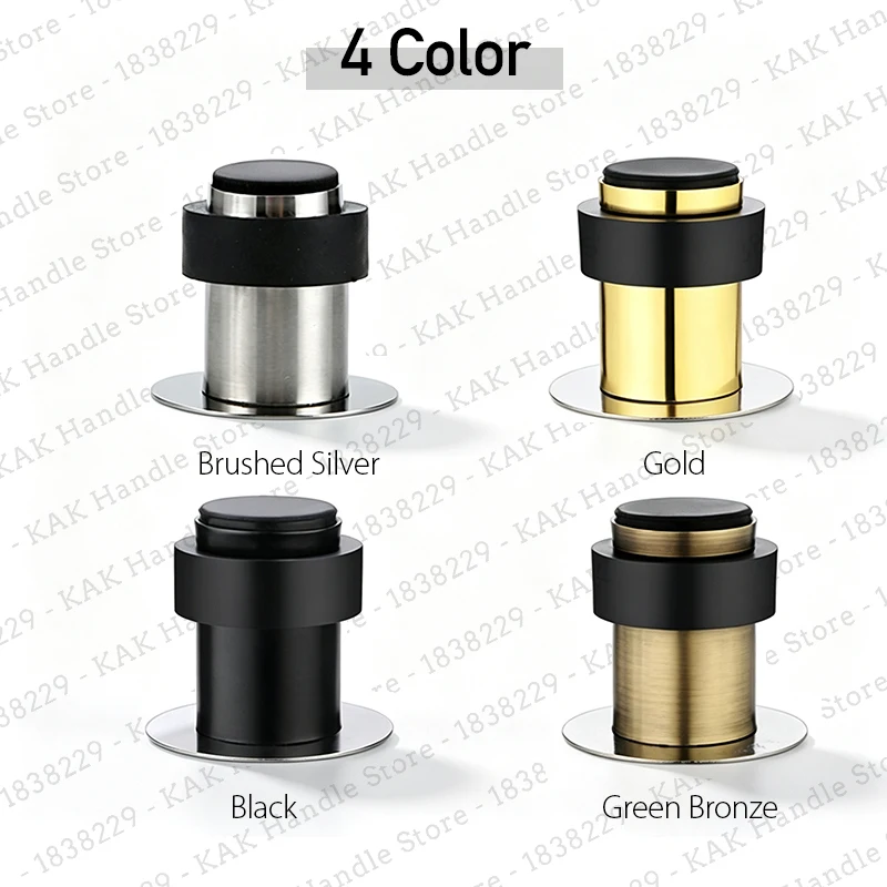 KAK Rubber Doorstops Door Stopper Stainless Steel Gaskets Floor Door Stop Safety Wall Protection Anti-collision Door Hardware