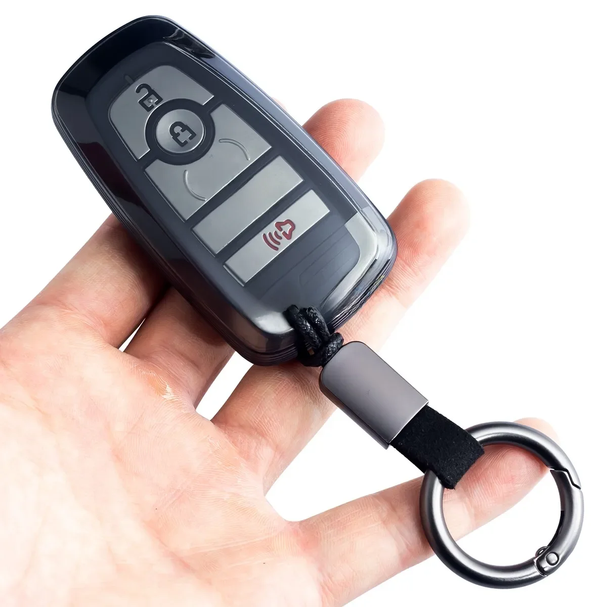 For Ford Mustang F-150 Bronco Ranger Explorer Fusion Kuga Edge Lincoln Navigator Black Transparent Key Fob Case Cover Bag