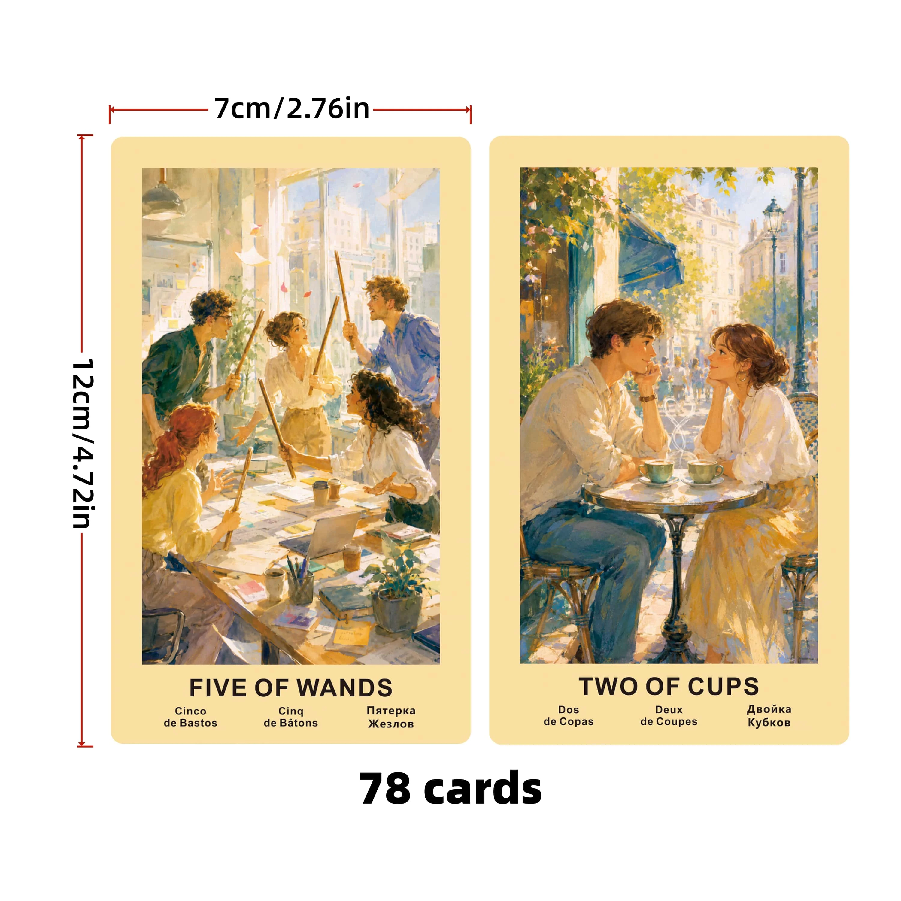 78 Russian Sun Theme Tarot Cards, Divination Tool, Multilingual Guide, Self-Reflection Meditation, Collectible Gift