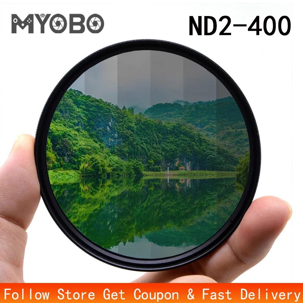 MYOBO Filtre ND variable pour filtres d'objectif d'appareil photo reflex numérique - ND2-400 réglable 37 40.5 43 46 49 52 55 58 62 67 72 77 82 mm