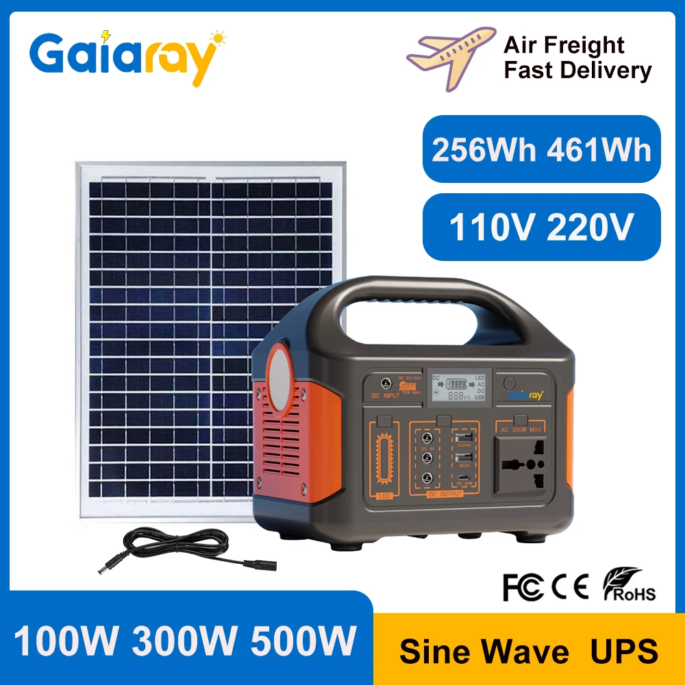 Centrale électrique Portable 100W 300W 500W, générateur solaire 461wh, 110v 220v, Station de Charge solaire pour Camping, stockage d'énergie d'urgence