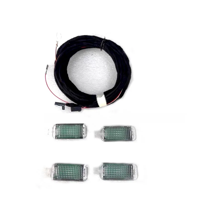 Original 4PCS LED Interior Footwell Lights & Cable For Golf Jetta MK5 MK6 Passat B6 B7 Tiguan Octavia Leon 3AD 947 409