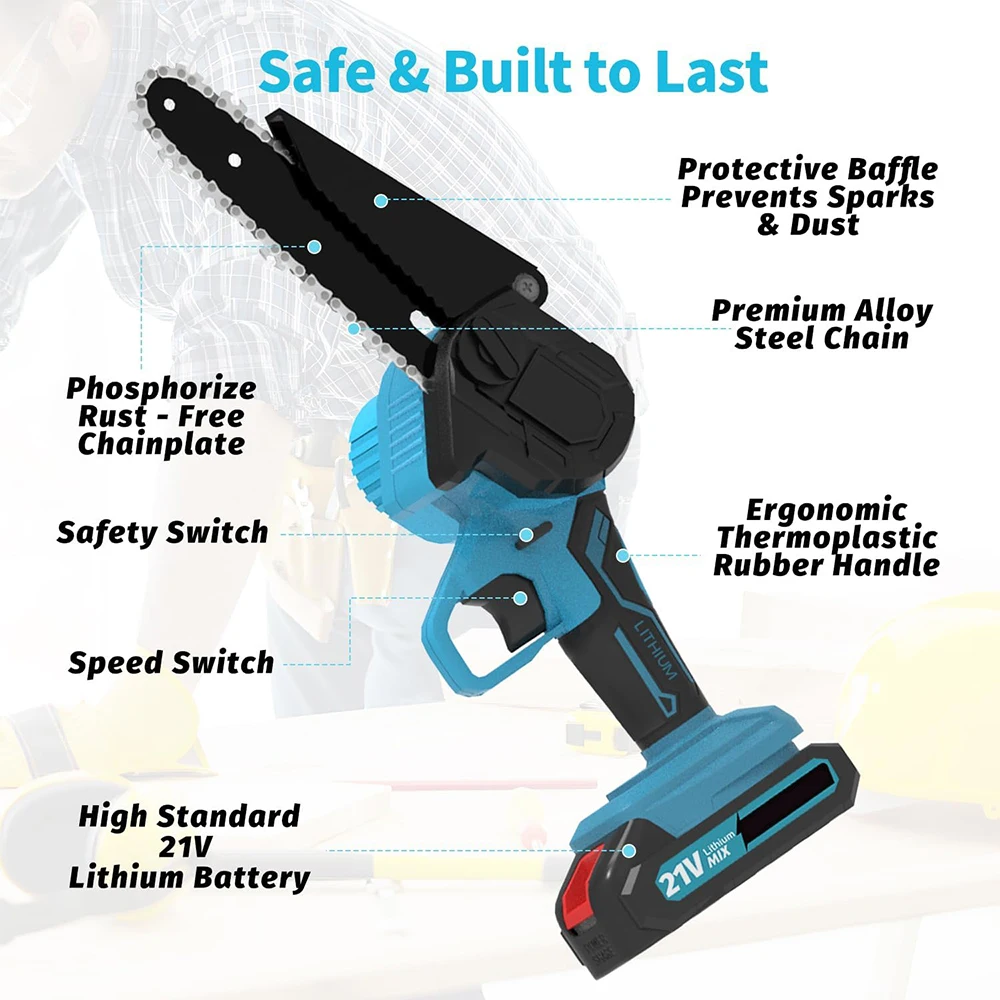 1000W/650W/550W Kabellose Kettensäge für Holzarbeiten mit Kleiner Handgeführter Elektrischer 8-Zoll/6-Zoll Holzfällersäge Mini Tragbare Elektrische Kettensäge – Detail 12
