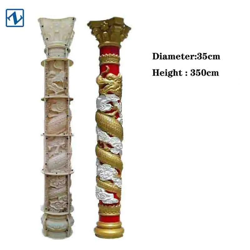 

35cm 13.77inThreaded column ABS Plastic Durable Round Concrete Dragon Shape Pillar Plastic Molds