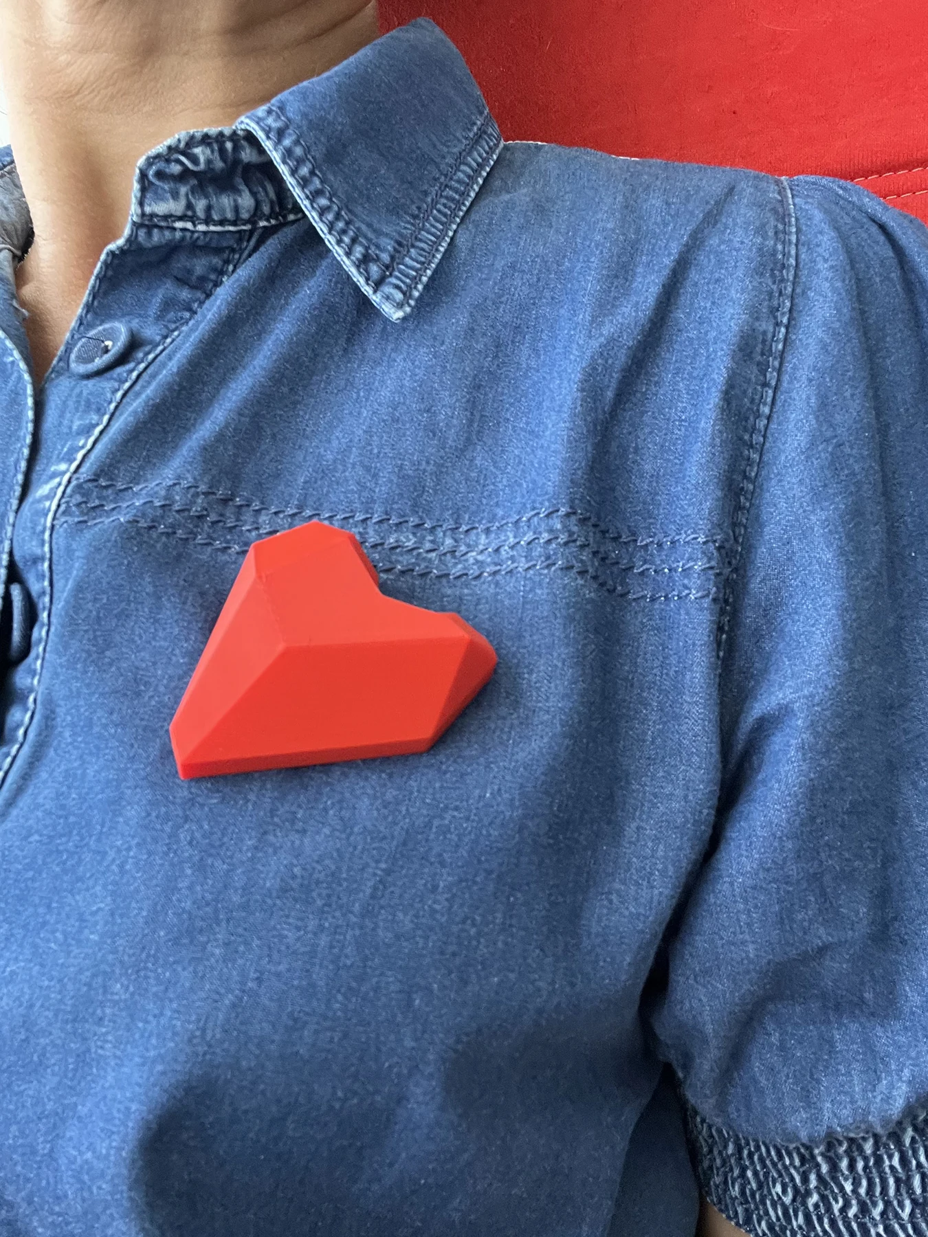 Heart Brooch, Access, Heart 3D Printed Brooch, Brooches, Love, Gift for Her, Lovers, Valentine's, Red