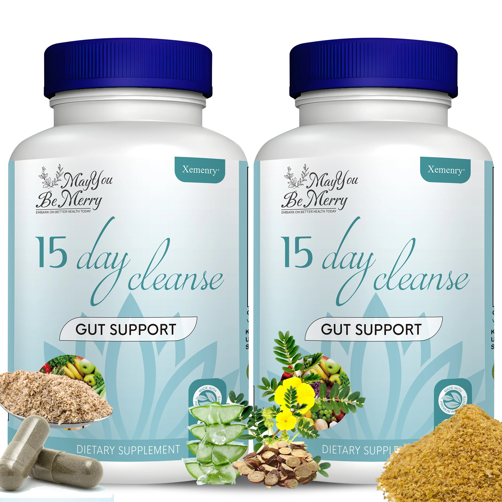 15 Day Cleanse and Detox - Helps with Digestion,Fat Burning & Metabolism,Immunity,Energy,Focus & Mood - 2 Bottles（60 Capsules）