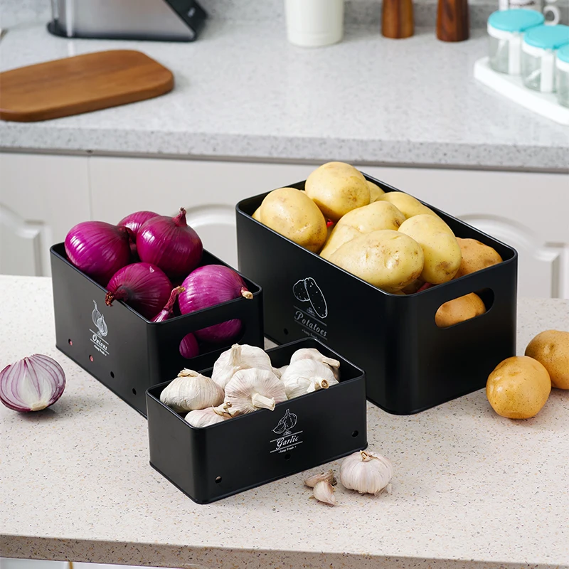 صندوق تخزين البطاطس، صندوق العرض 3 مجموعات، تخزين المطبخ للبطاطس والبصل والثوم، يمنح طازجًا أطولًا
