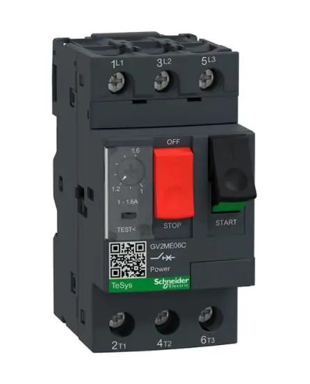 GV2ME06C GV2-ME06C 1.0-1.6A GV2-ME06 Motor circuit breaker,TeSys Deca,3P,1-1.6A,thermal magn etic,screw clamp terminals