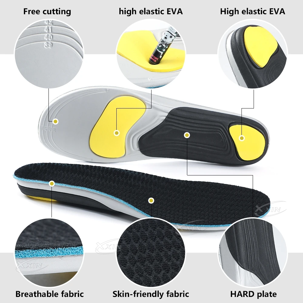 【Xxin】EVA Sports Insoles Men Women Elastic Running Shock Absorbing Insoles Size 35-46