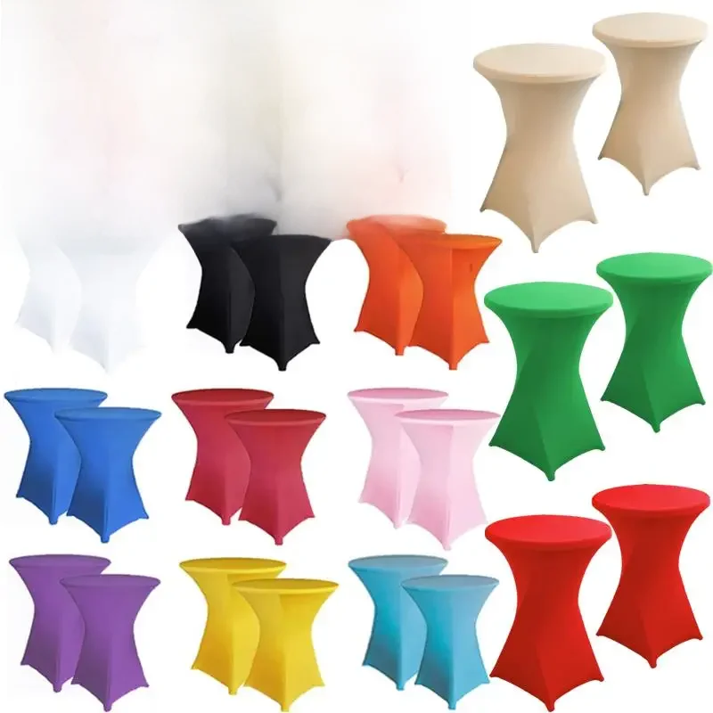 2/1PC Hoogte Stretch Rond Tafelkleed Cocktailtafel Cover Spandex Tafelkleed Bar Hotel Party Bruiloft Elastisch Tafelkleed Decor - afbeelding 2