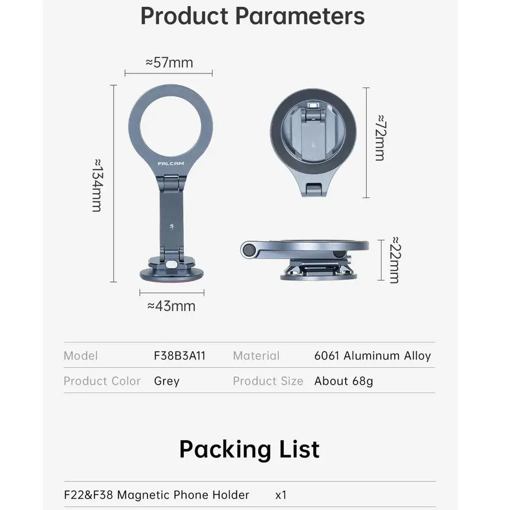 FALCAM-soporte magnético para teléfono móvil, soporte Universal para teléfono inteligente, jaula para cámara, trípode magnético para coche, F22 y F38, F383A11