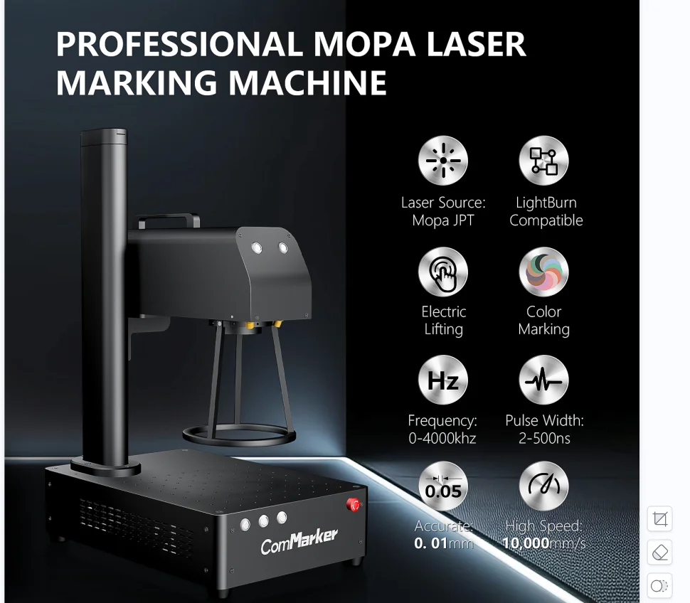 ComMarker B4 100w laser marking machine JPT Mopa Fiber laser engraving and cutting machine for metal jewerly 30cm lens & rotary