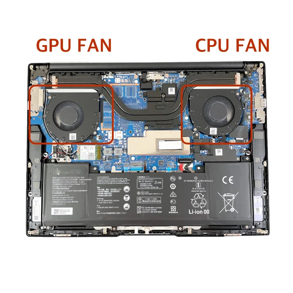 Zdjęcie 7: Wentylatory chłodzące CPU GPU dla Huawei MateBook 16 CREM-WFG9 CREM-WFD9 Laptop PC wentylatory chłodnica FP7S NS85C58-20D09 NS85C57-20D08