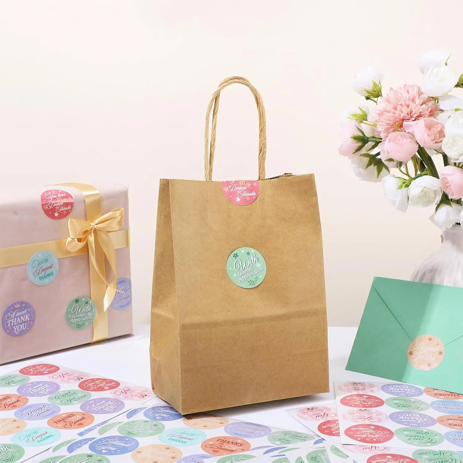 200 Pcs Thank You Stickers,1 Inch Round Thanks Decals for Packaging & Envelope Seals for Small Business,Envelopes, Boxes