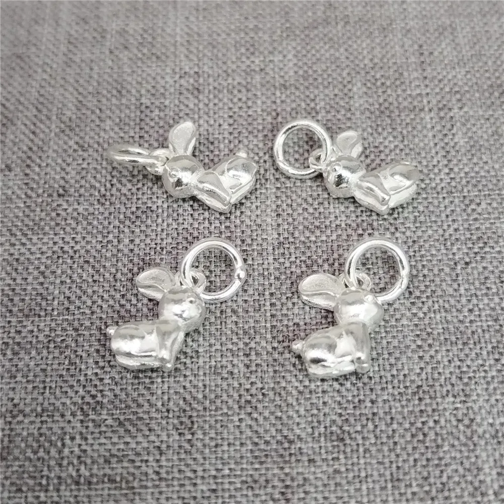

4pcs of 925 Sterling Silver Easter Bunny Charms 3D Rabbit Animal Pendant for Bracelet Necklace Earring