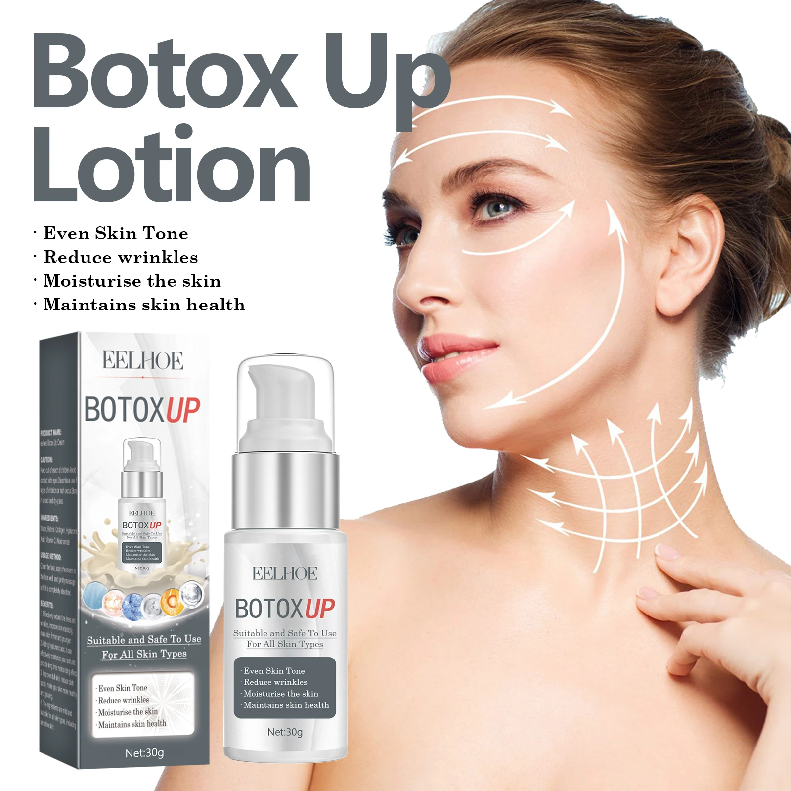 

30g Eelhoe Anti Wrinkle Facial Cream Reduce Fine Lines Tighten Gloss Skin Moisturize Brighten Delicate Natural Pore Cream