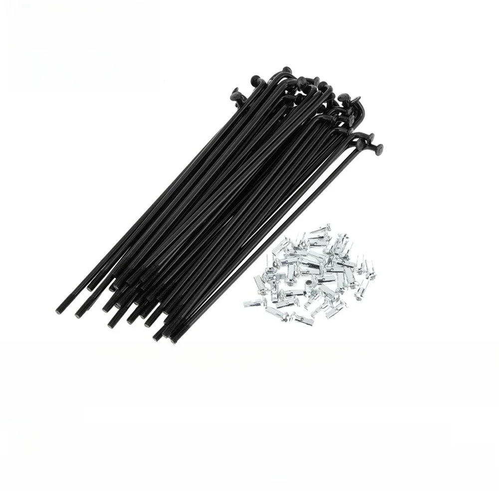 AliExpress X Autohaux X autohaux 1 Set Universal Bicycle Spokes 12G 67mm-247mm Length Bike Wheel Spokes Nipple Black Carbon Steel Replacement Easily