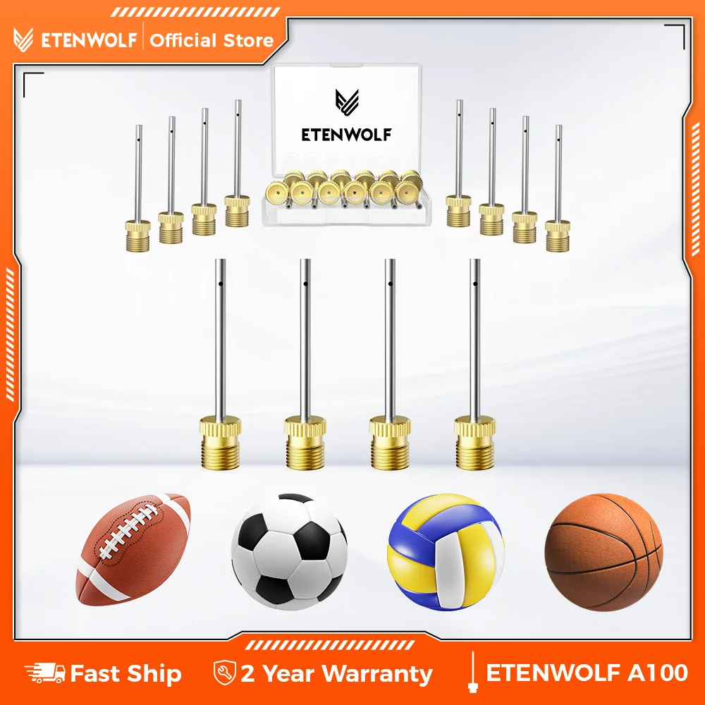 

ETENWOLF A102 12-упаковка игл для латунных шариковых насосов без ломтиков, сверхмощные иглы для воздушных насосов для шариков с футляром для хранения